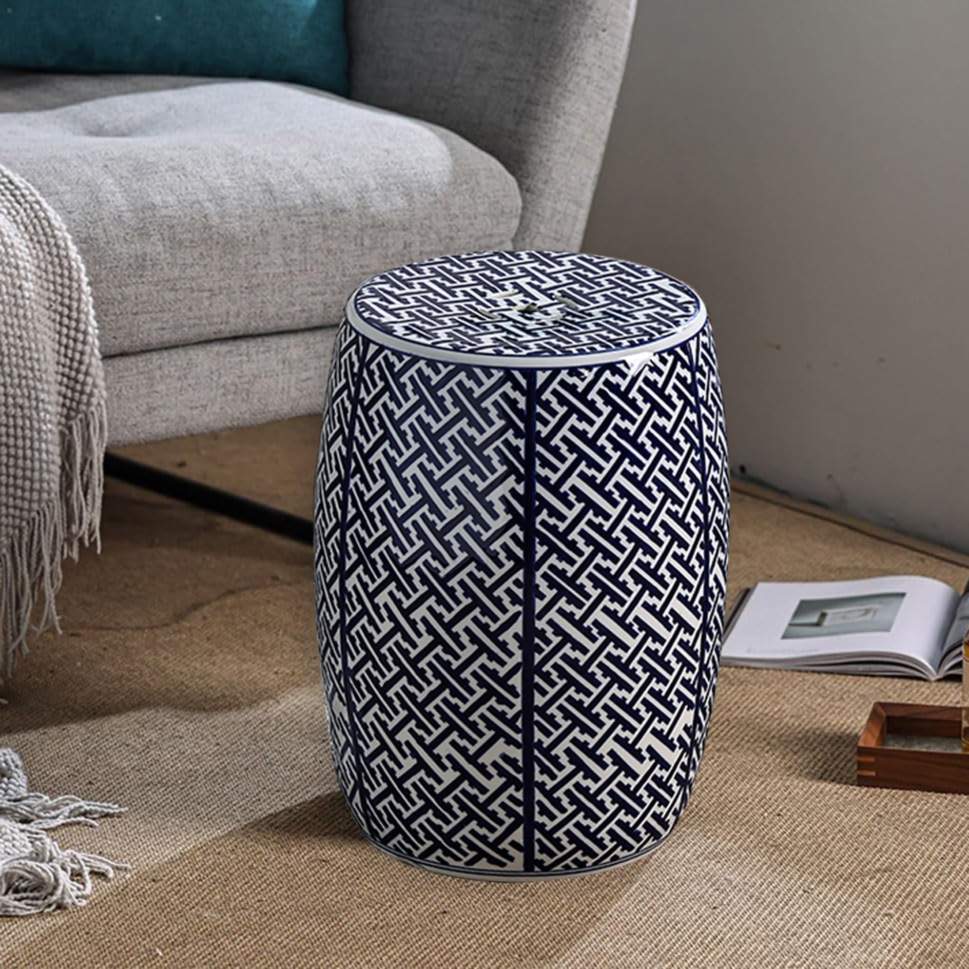 Amazon.com: Leaceuv Chinoiserie Ceramic Drum Garden Stool,Indoor